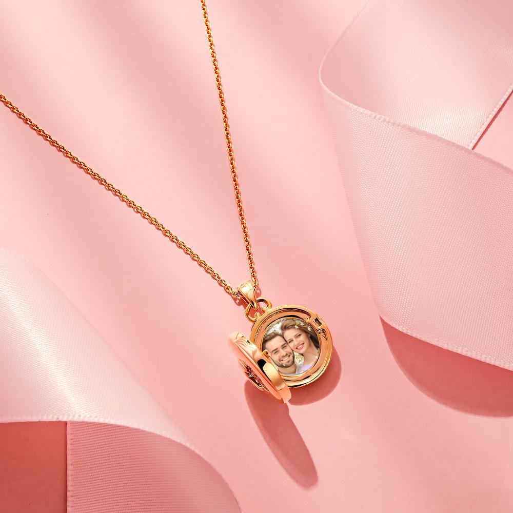 Personalized Photo Locket Necklace Elegant Birthstone Oval Shape Pendant Necklace Jewelry - soufeelus