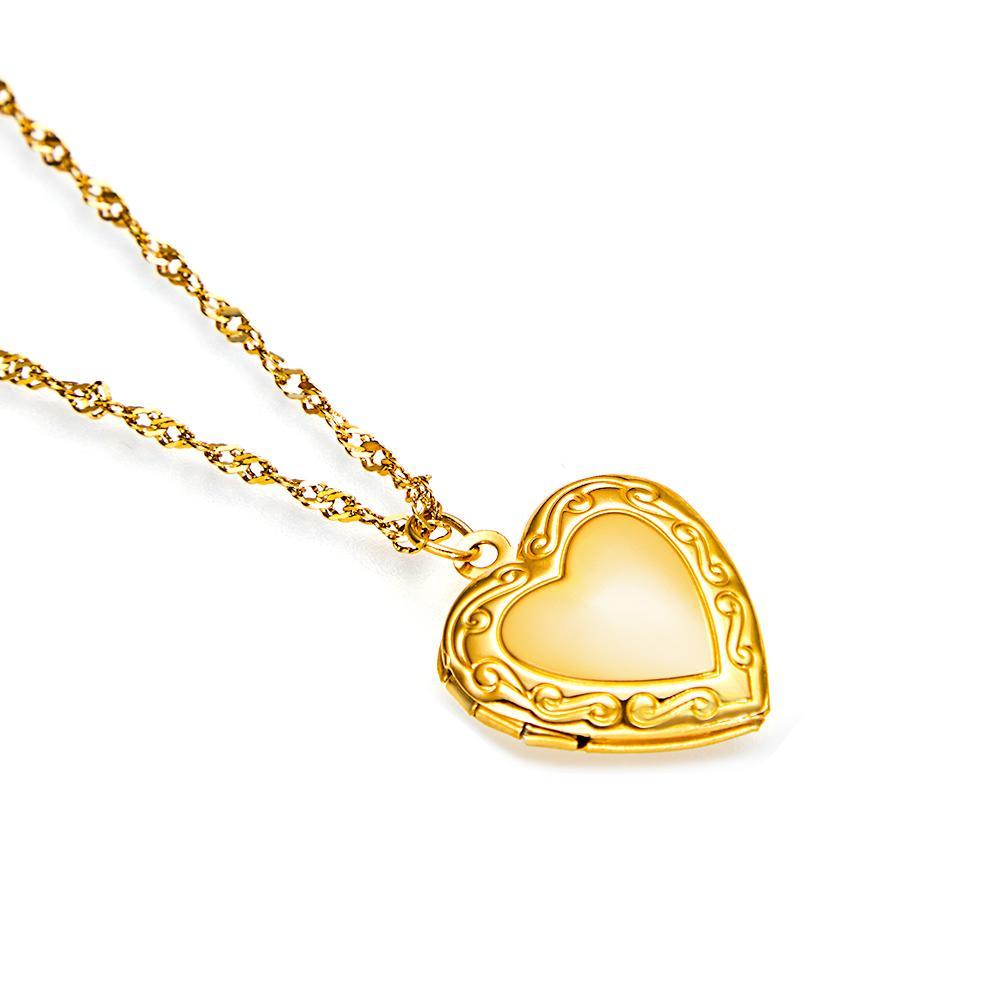 Gold Vintage Heart Locket Necklace Personalized Gift for Best Friend Sibling Christmas Gift - soufeelus