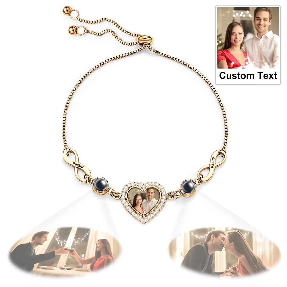 Custom Photo Projection Bracelet With Text Love Infinite Bracelet Jewelry Gift For Her - soufeelus