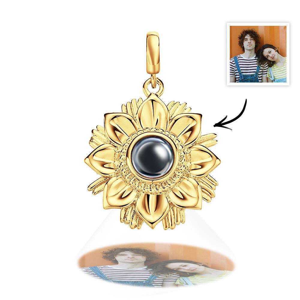 Projection Sunflower Personalized Photo Pendant Dangle Charm Personalize Your Wonderful Moment with Your Lover - soufeelus