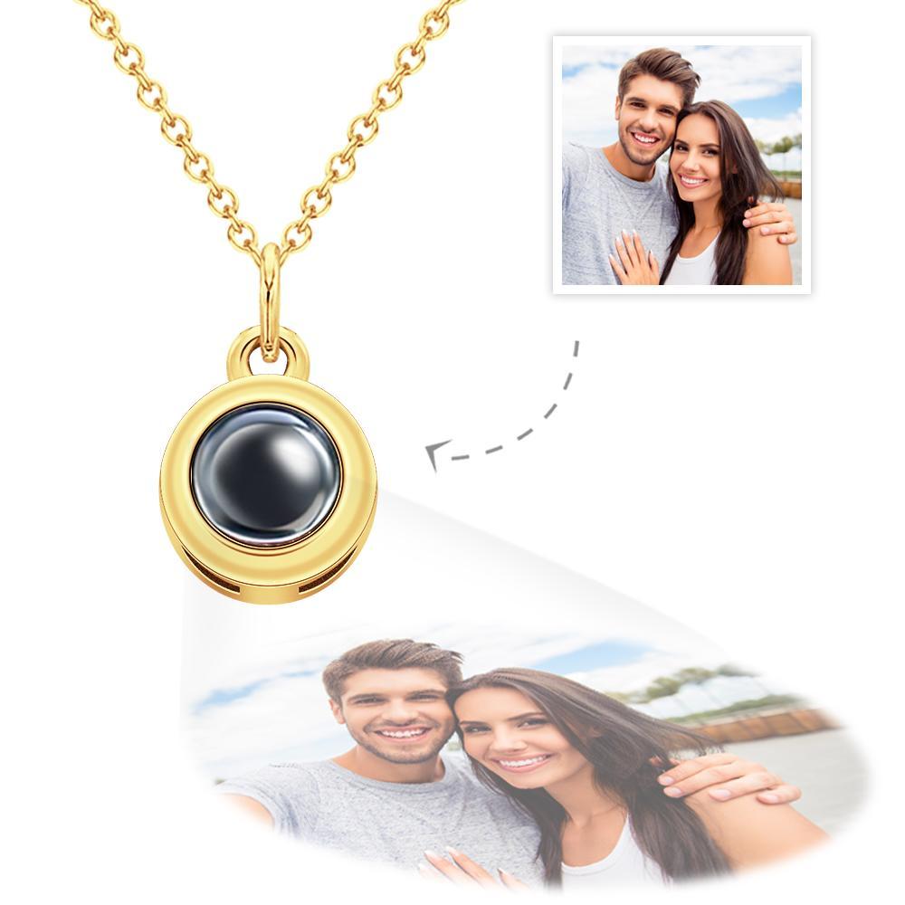Circle Pendant Personalized Photo Projection Necklace Custom Cute Jewelry Anniversary Gifts - soufeelus