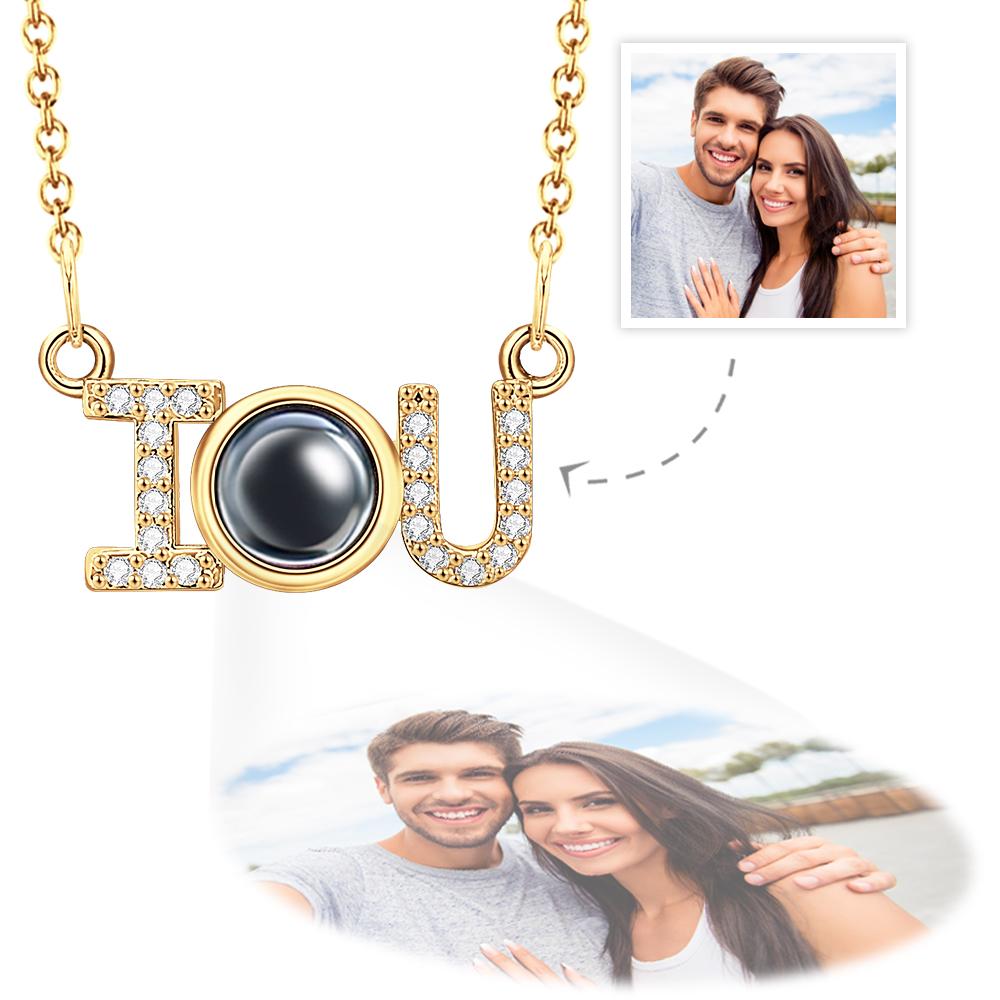 Custom Projection Necklace I Love U Romantic Memorial Couple Gifts detail