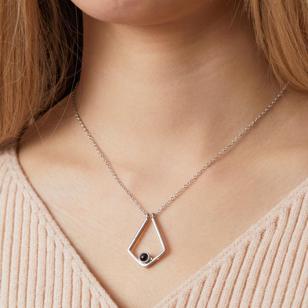 Photo Projection Necklace Custom Picture Polygon Memorial Necklace - soufeelus