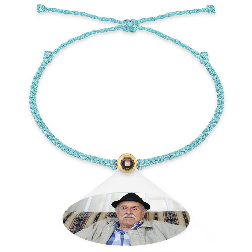 Personalized Photo Projection Couple Bracelet Braided Black Rope Bracelet Gift for Parents and Grandparents - soufeelus