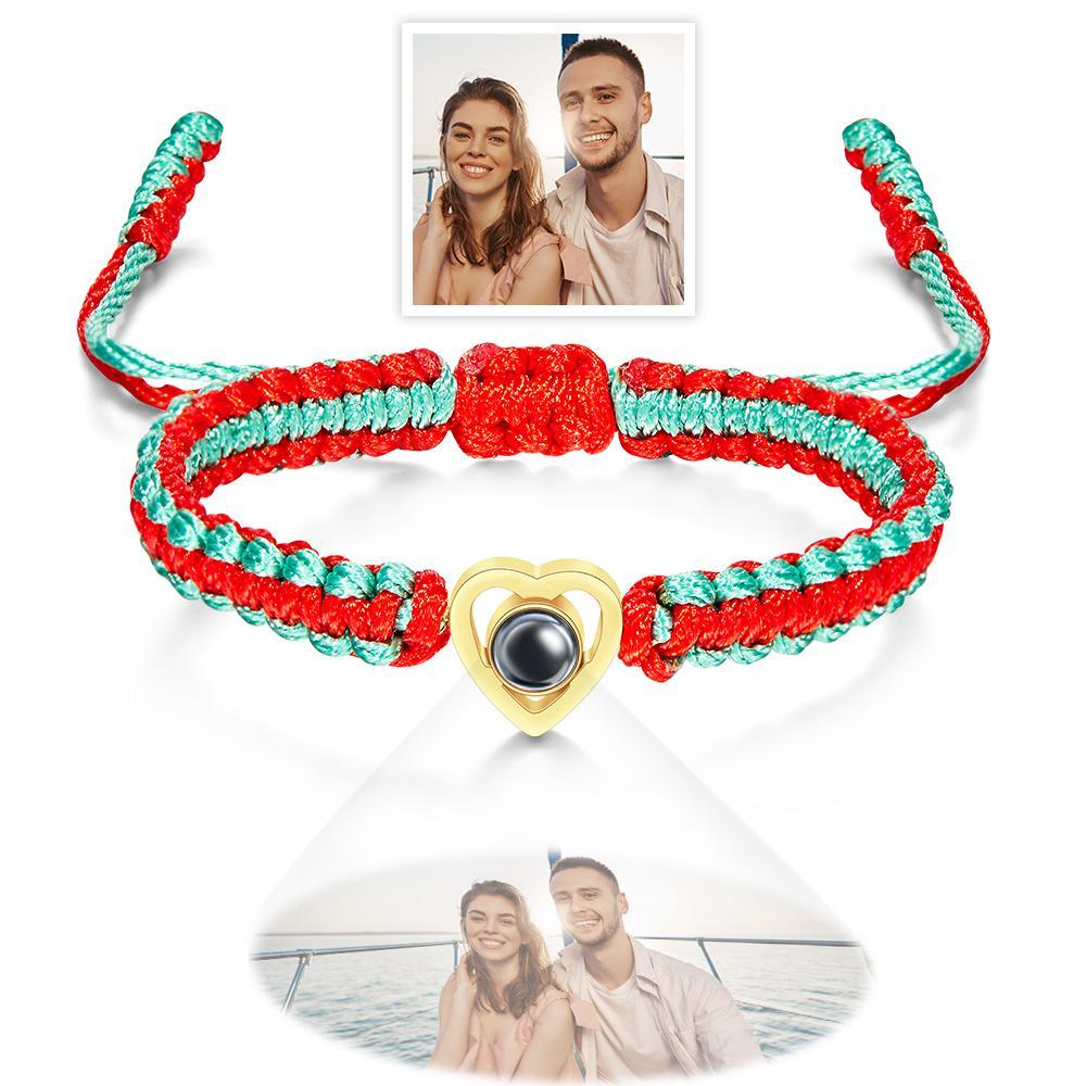 Custom Projection Photo Bracelet Weave Heart-shaped Commemorate Gifts - soufeelus
