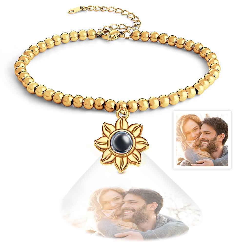 Personalized Photo Projection Sunflower Bracelet Exquisite Memorial Bracelet Jewelry For Her - soufeelus