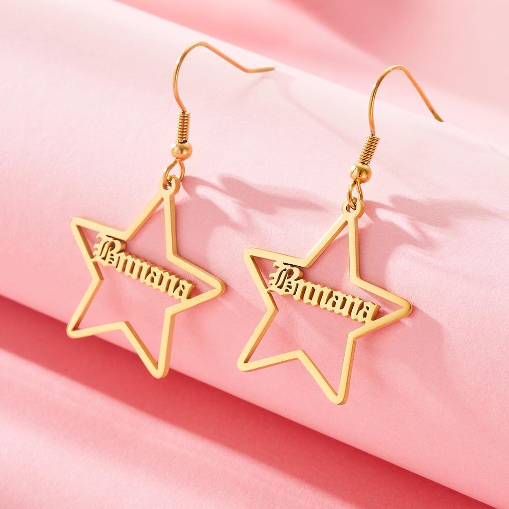 Custom Engraved Earrings Stainless Steel Star-shaped Earrings