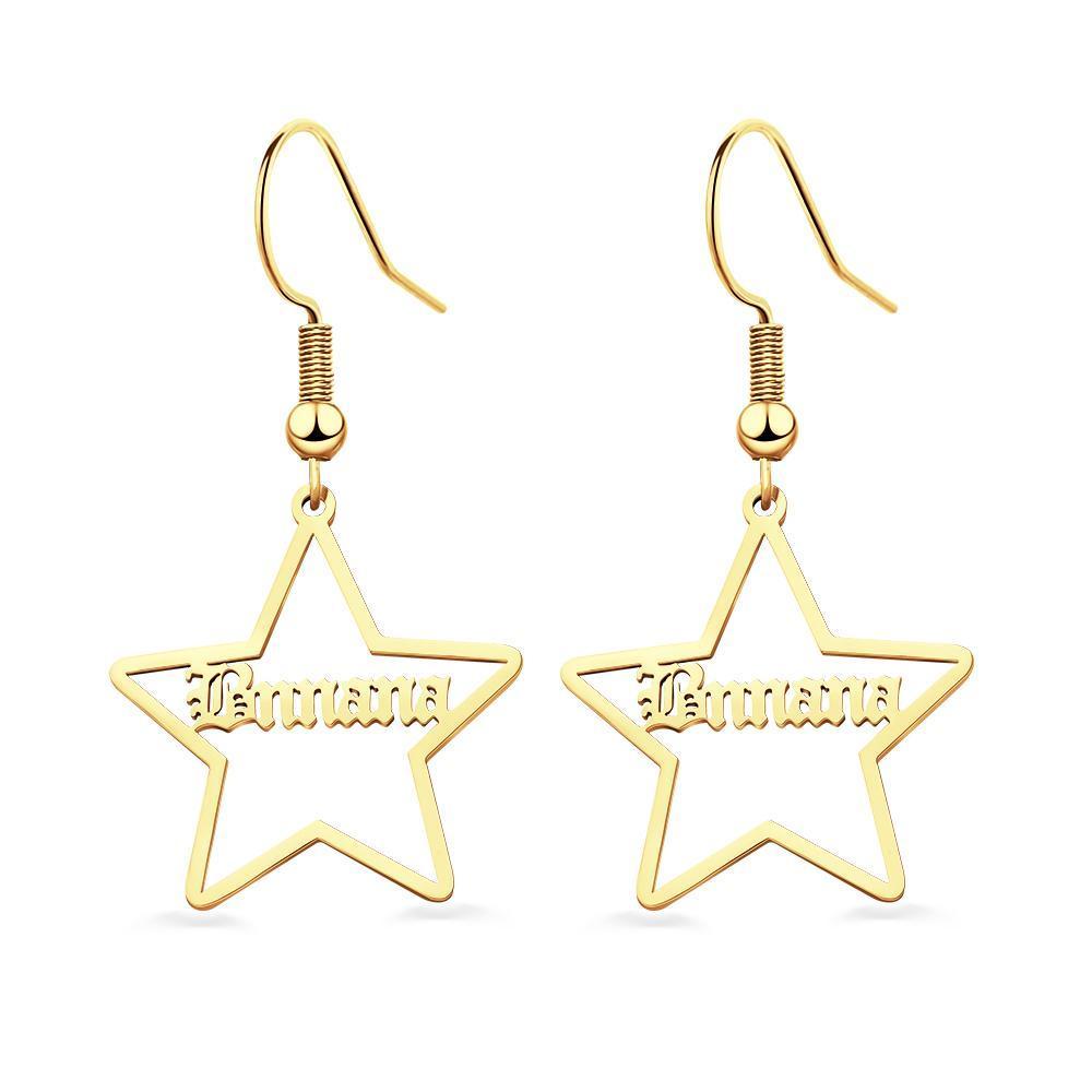 Custom Engraved Earrings Stainless Steel Star-shaped Earrings