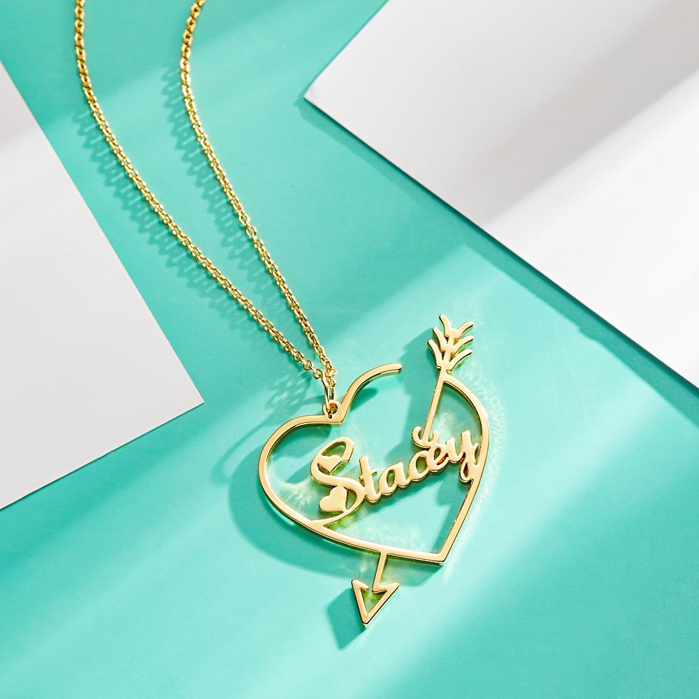 Custom Engraved Necklace Cupid Love Name Necklace Birthday Gift - soufeelus