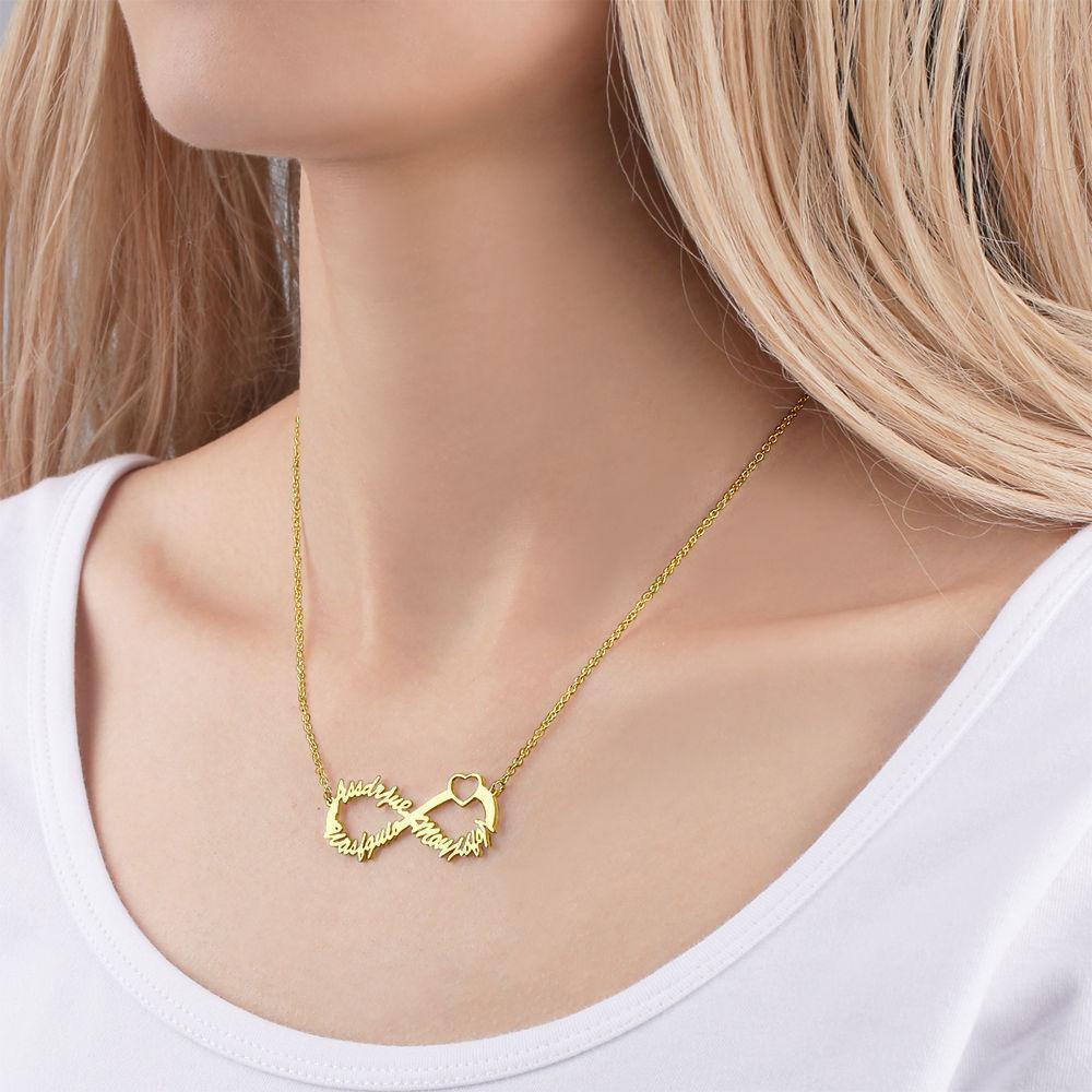 Infinity Three Name Necklace 14 Gold Plated - soufeelus