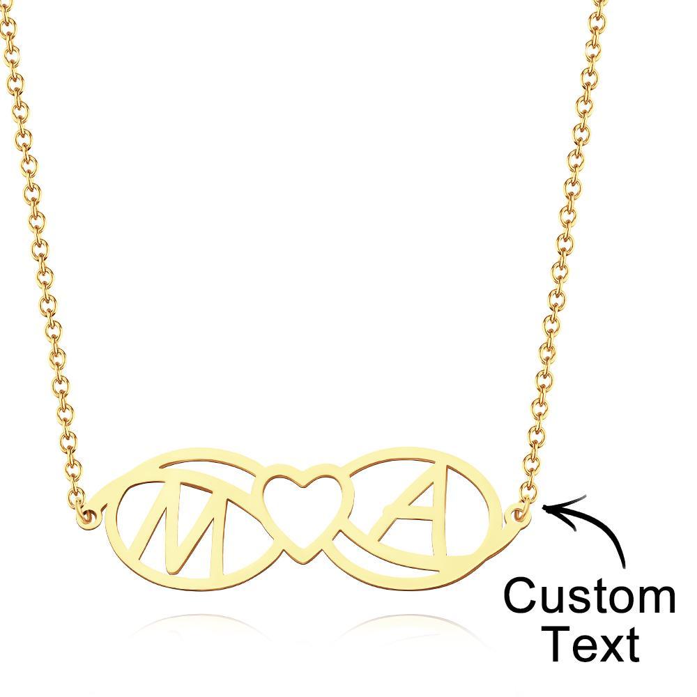 Love Name Necklace Personalized Love Heart Infinite Initials Necklace Gift for Her - soufeelus