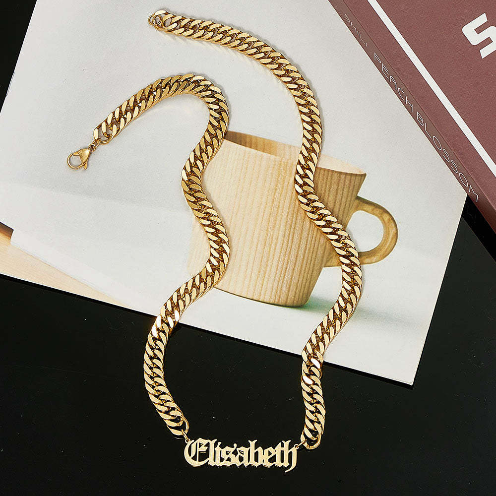 Custom 8mm Thick Cuban Chain Personalized Name Choker Gift for Women Men - soufeelus