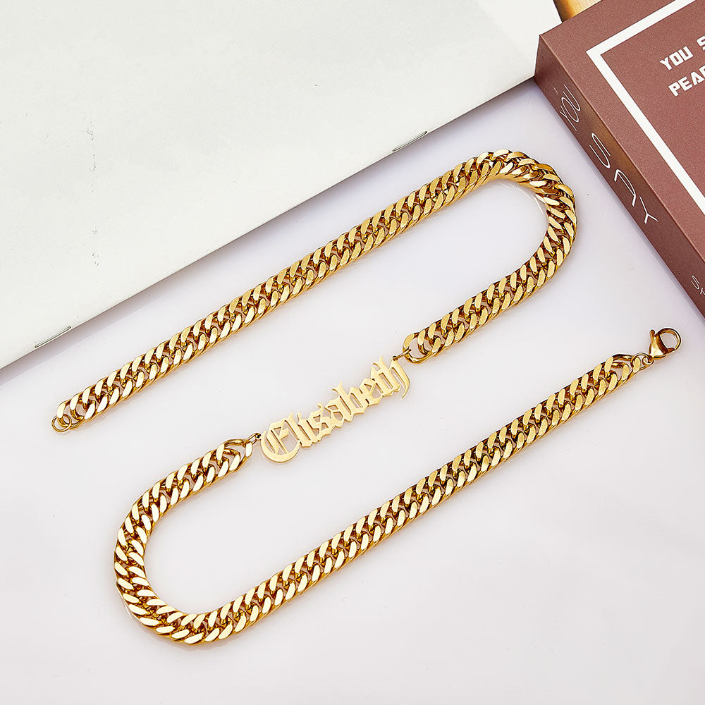 Custom 8mm Thick Cuban Chain Personalized Name Choker Gift for Women Men - soufeelus