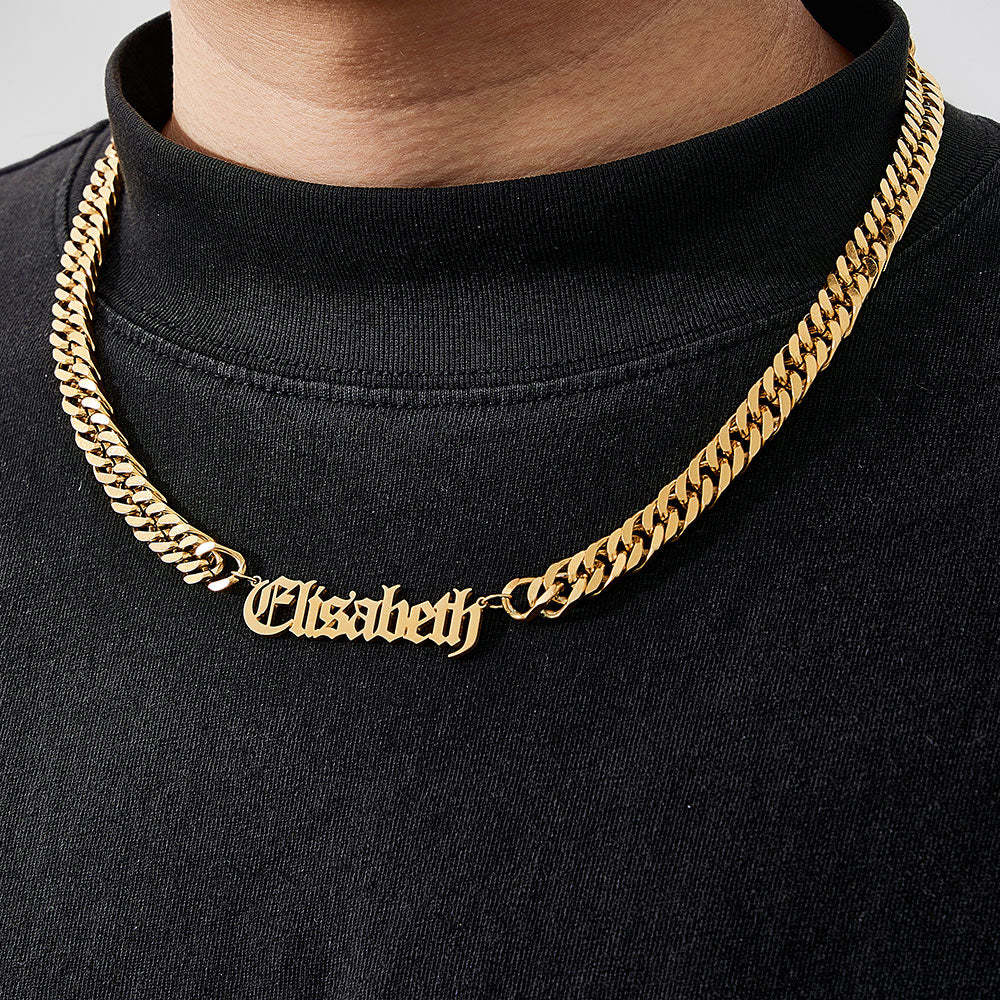 Custom 8mm Thick Cuban Chain Personalized Name Choker Gift for Women Men - soufeelus