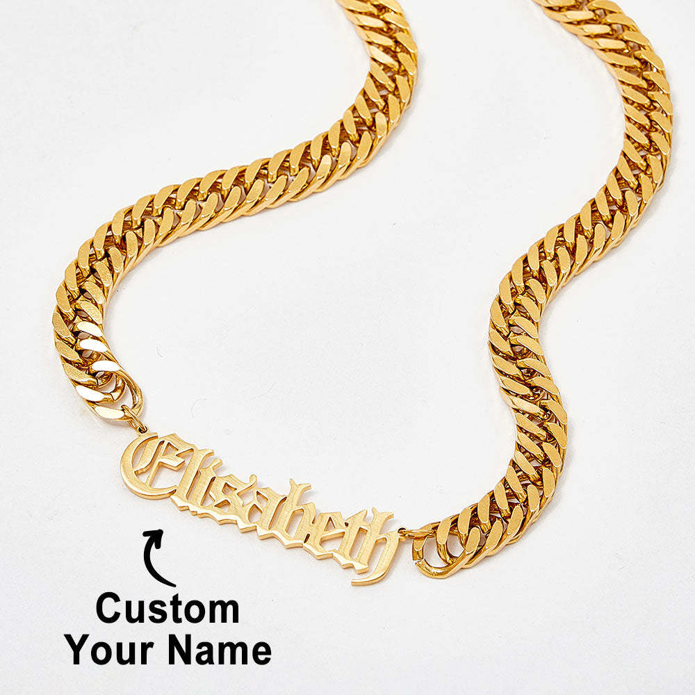 Custom 8mm Thick Cuban Chain Personalized Name Choker Gift for Women Men - soufeelus