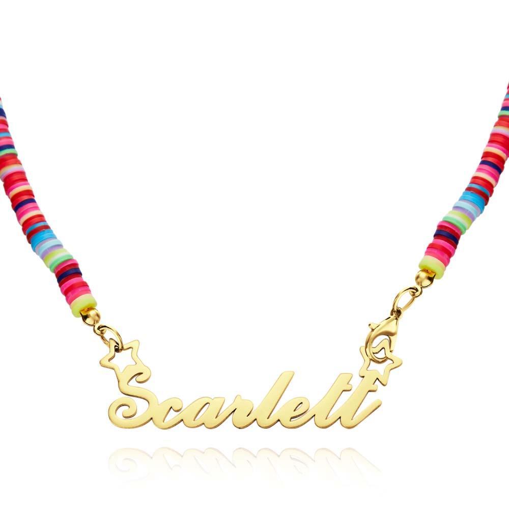 Rainbow Magic Girls Name Necklace Personalized Children Nameplate Necklace Gift - soufeelus