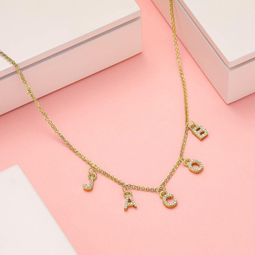 Custom Initial Necklace Name Necklace Gifts for Her Gift Letter Necklace 14k Gold Plated - soufeelus