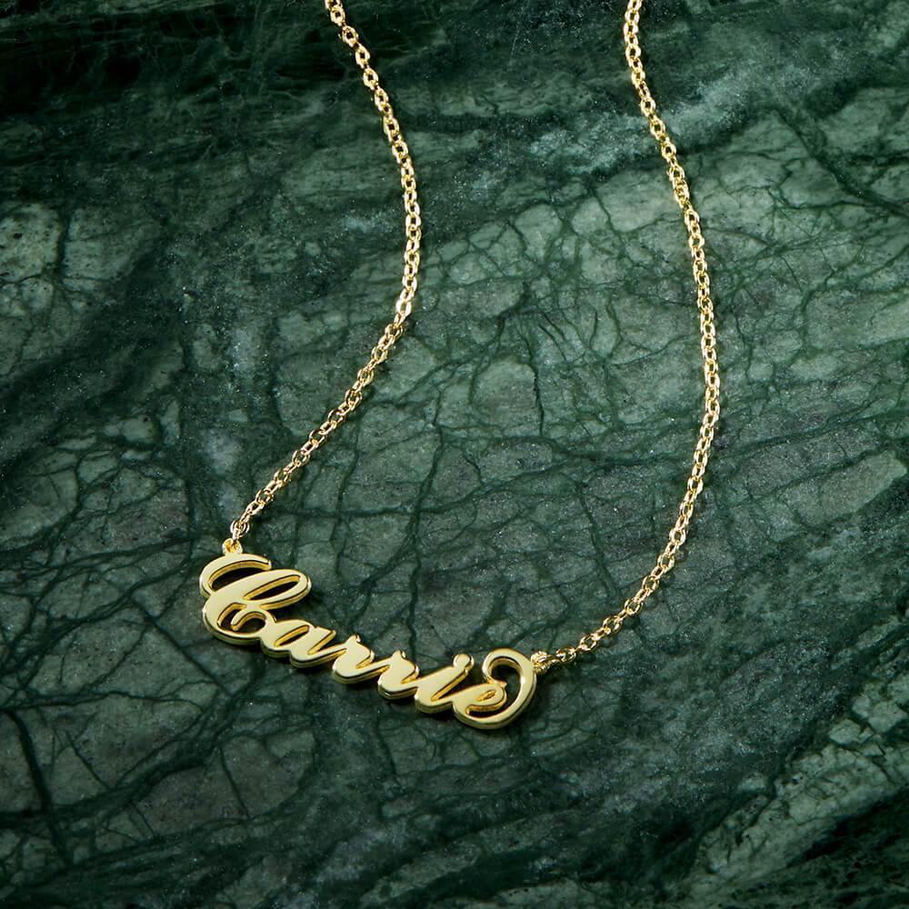 Carrie Style Name Necklace Black Gold Plated Silver - soufeelus