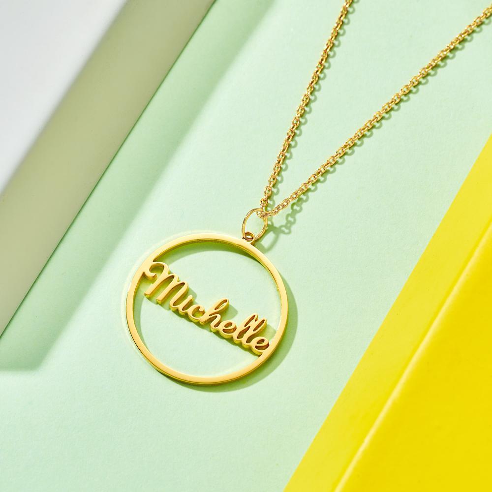 Custom Engraved Necklace Simple Circular Pendant Necklace Gift for Mom -