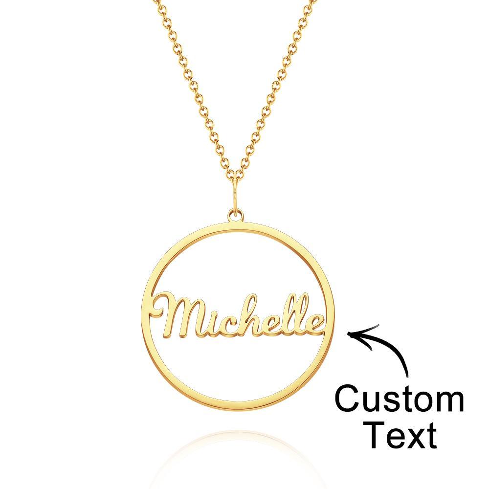 Custom Engraved Necklace Simple Circular Pendant Necklace Gift for Mom - 