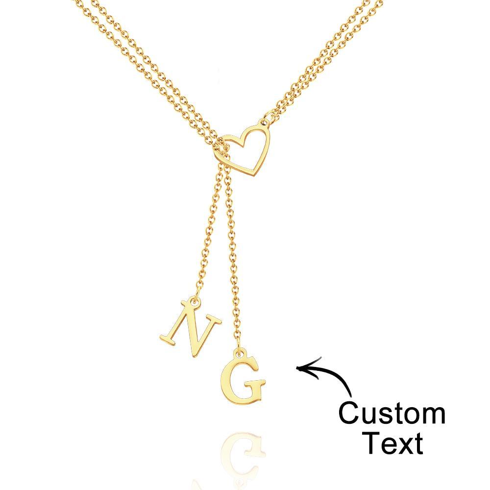 Custom Engraved Necklace Heart Shaped Letter Necklace Gift for Her - 