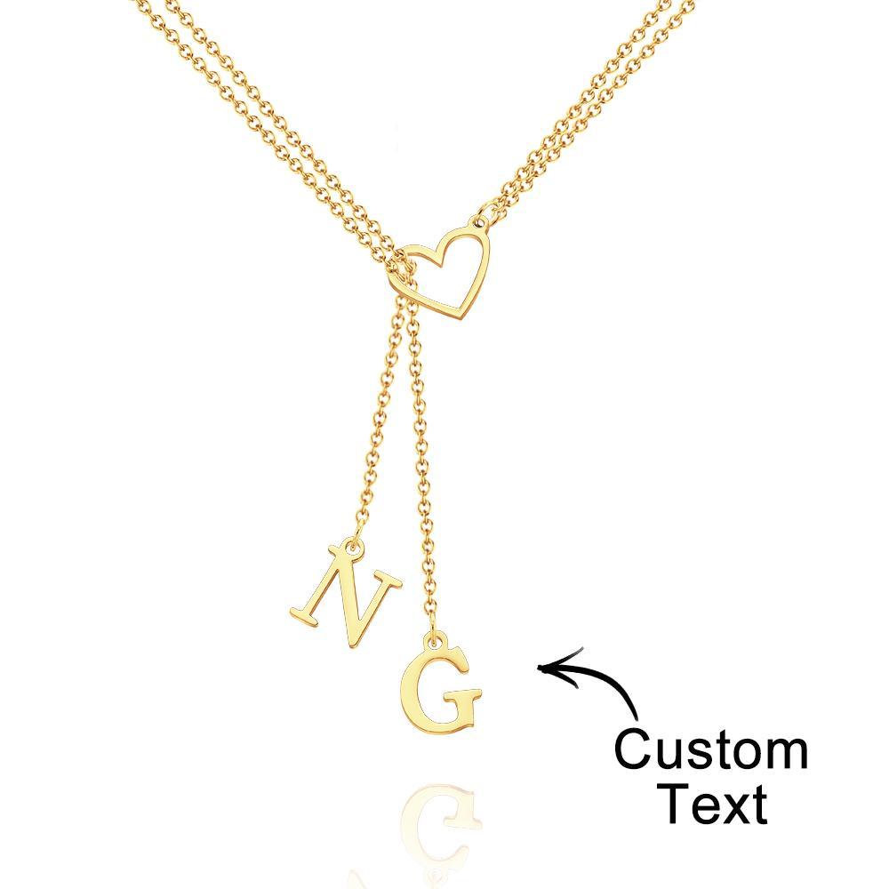 Custom Engraved Necklace Heart Shaped Letter Necklace Gift for Her -