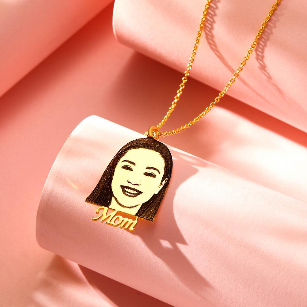 Custom Photo Engraved Necklace Custom Face Creative Gifts - soufeelus