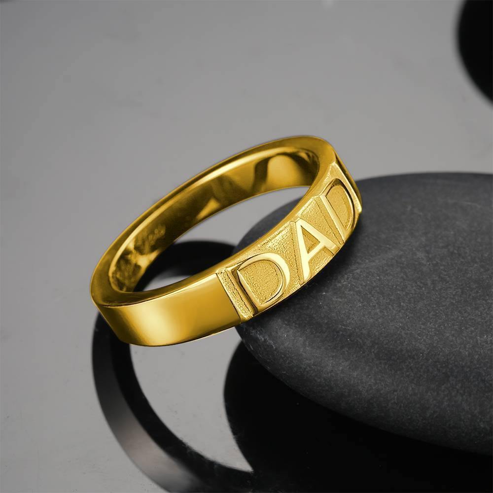 Engraved Bar Ring, Name Ring 14K Gold Plated