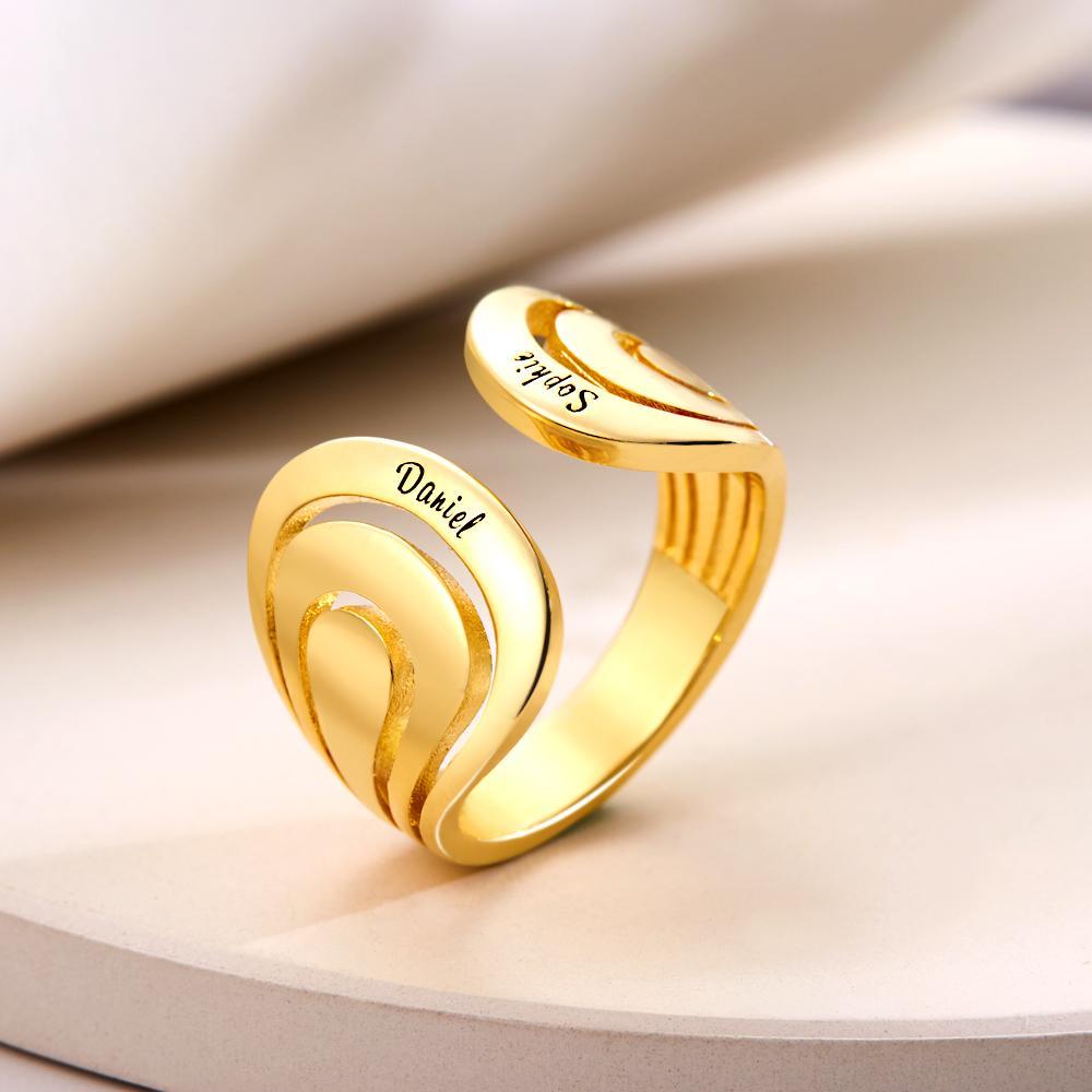 Custom Engraved Hug Name Rings New Design Gift for Her -