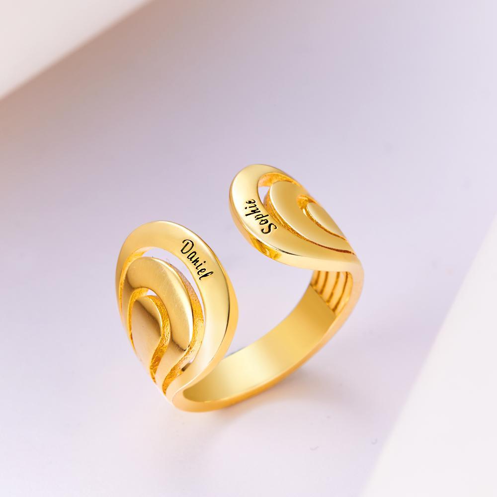Custom Engraved Hug Name Rings New Design Gift for Her -