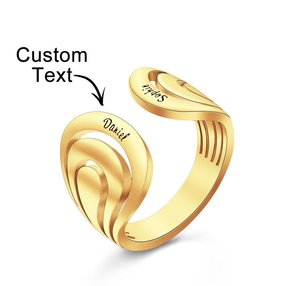 Custom Engraved Hug Name Rings New Design Gift for Her - 