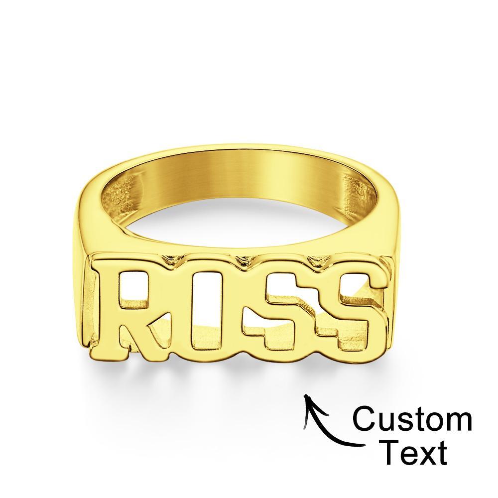 Custom Name Ring, Personalized Block Name Ring, Name Ring, Engraved Name Ring For Men and Women - soufeelus