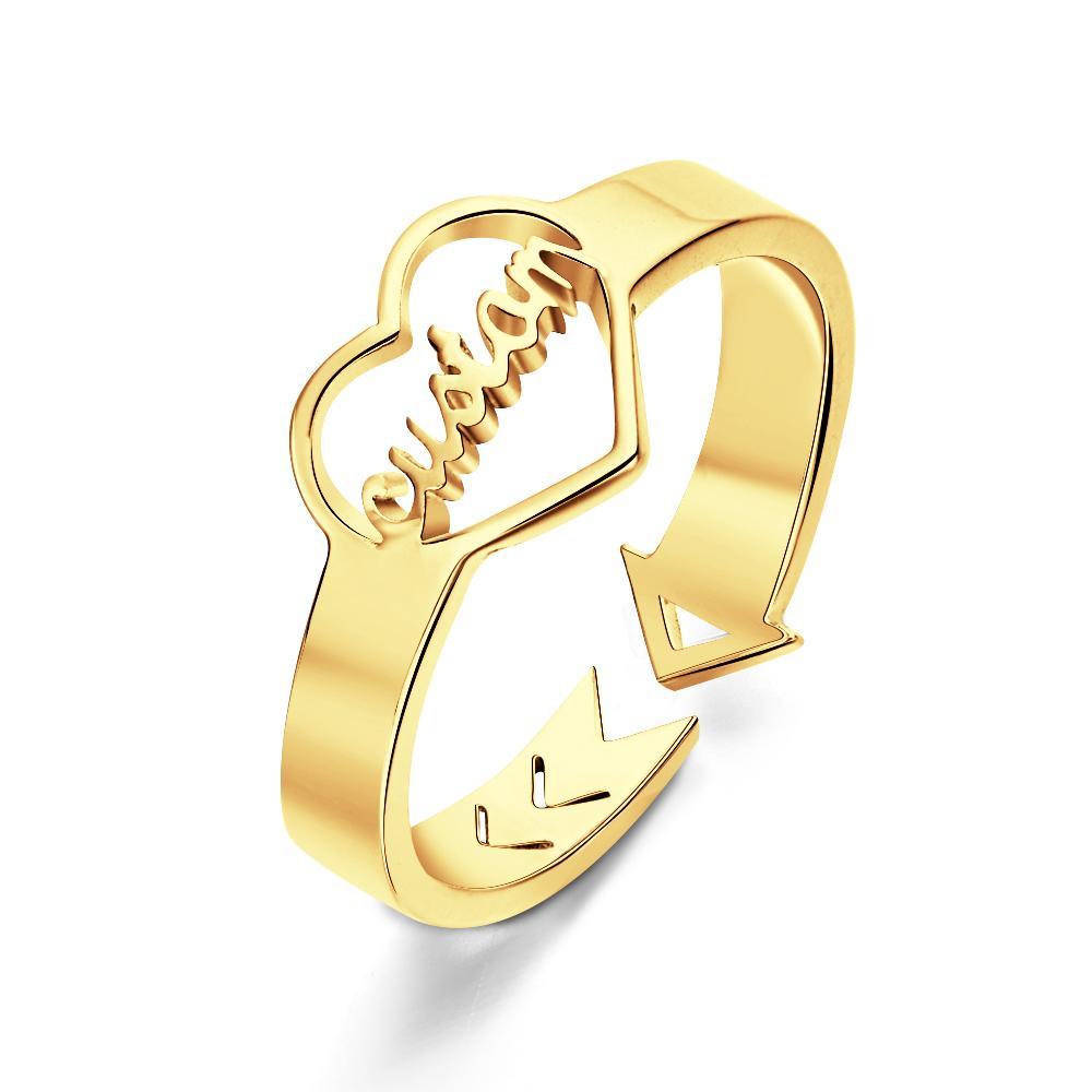 Loving Heart Custom Name Adjustable Ring For Women Girls Engagement Gift - soufeelus