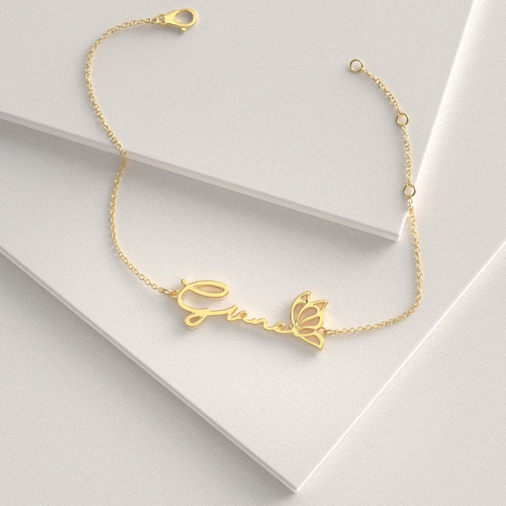 Custom Butterfly Name Bracelet, Personalized Name Gift For Your Lover -