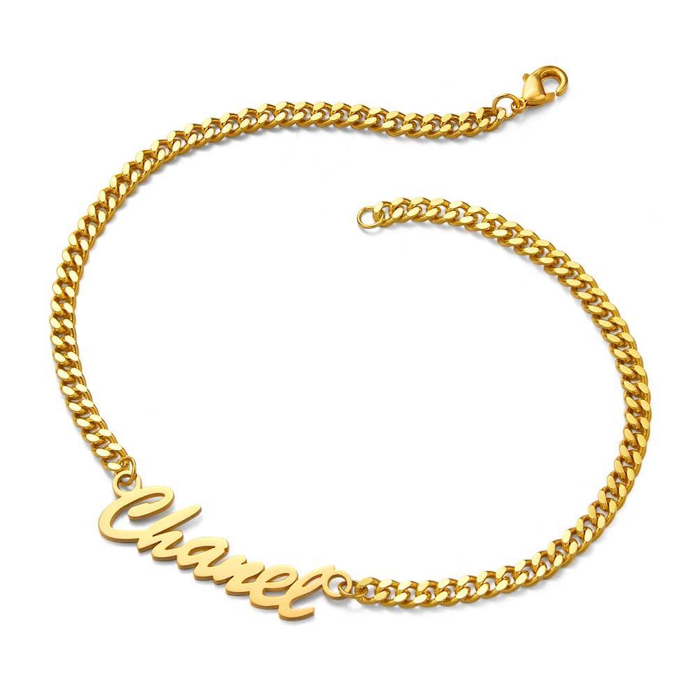 Thick Name Bracelet Personalized Your Name for Men Boys Women Heavy Curb Chain - soufeelus