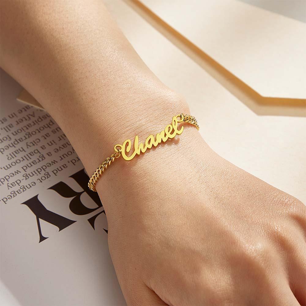 Thick Name Bracelet Personalized Your Name for Men Boys Women Heavy Curb Chain - soufeelus