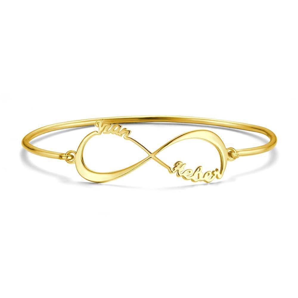 Name Bangle, Name Infinity Bracelet Two Names Rose Gold Plated - soufeelus