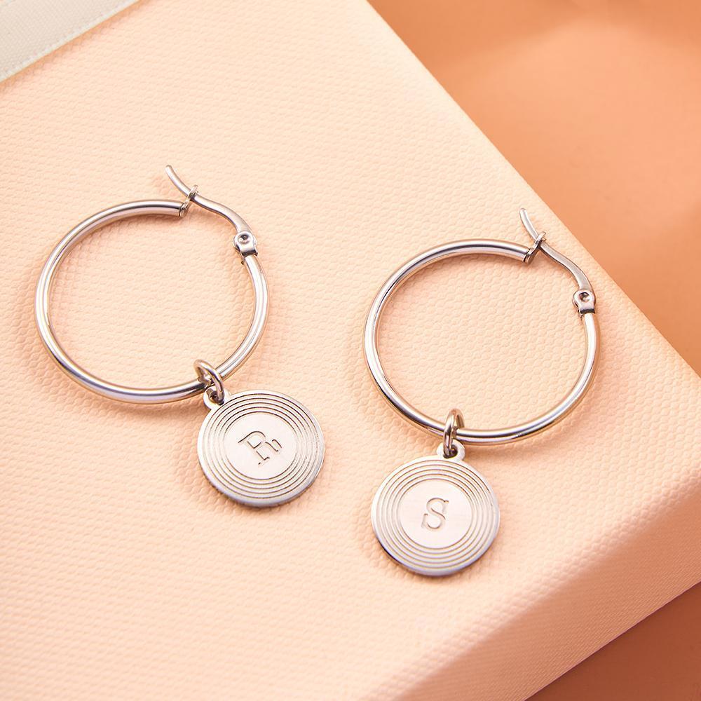 Initial Letter Earrings Stylish Alphabet Round Earrings