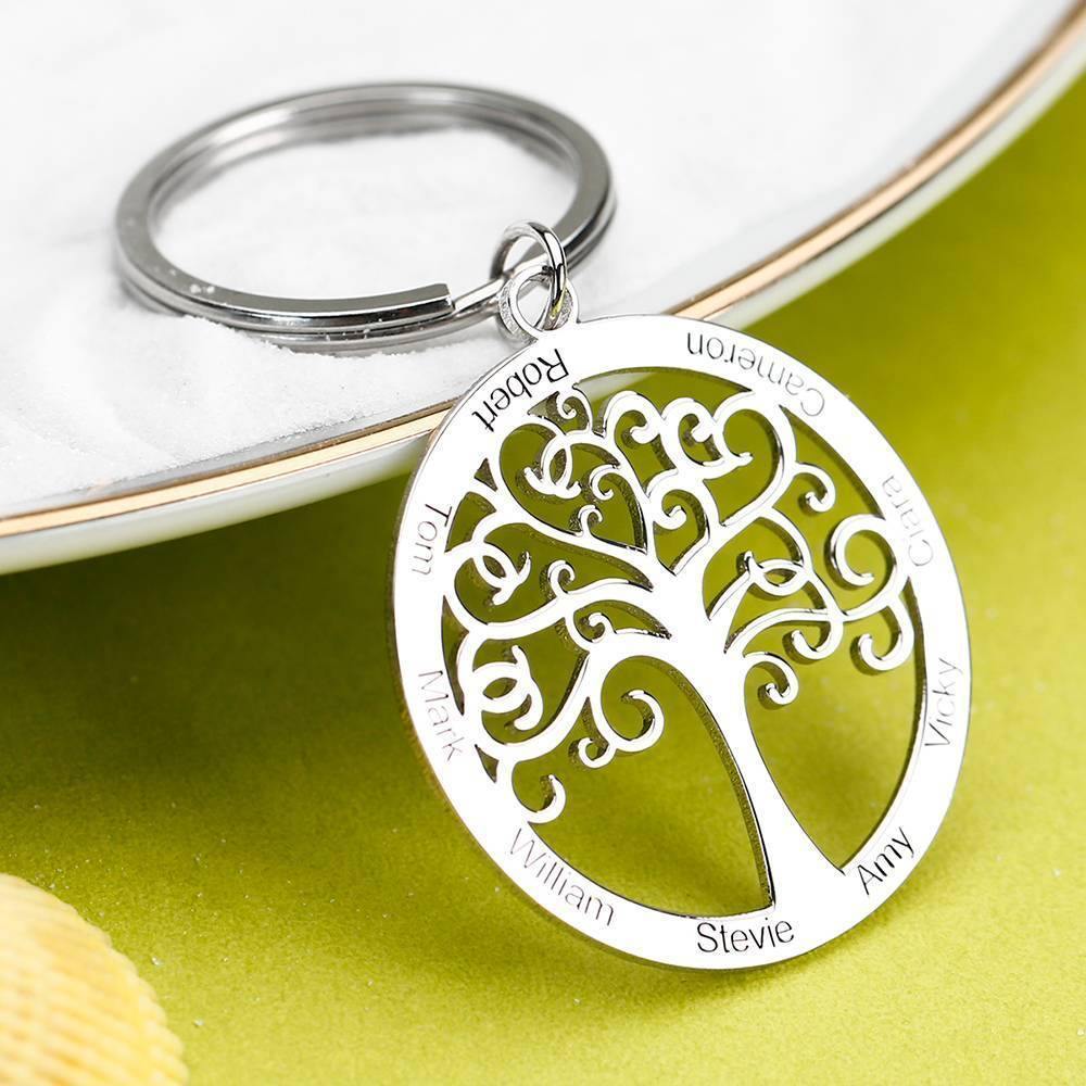 Engraved Circle Family Tree Key Chain - soufeelus