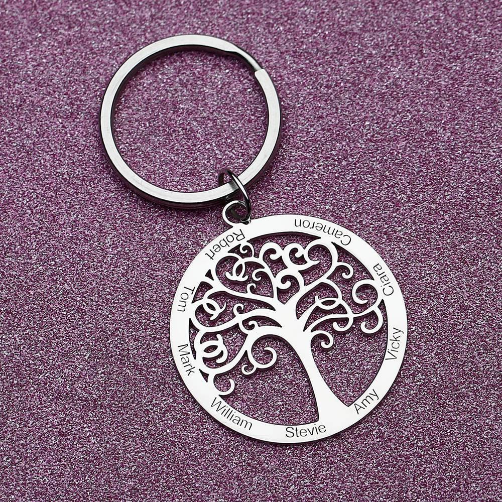 Engraved Circle Family Tree Key Chain - soufeelus