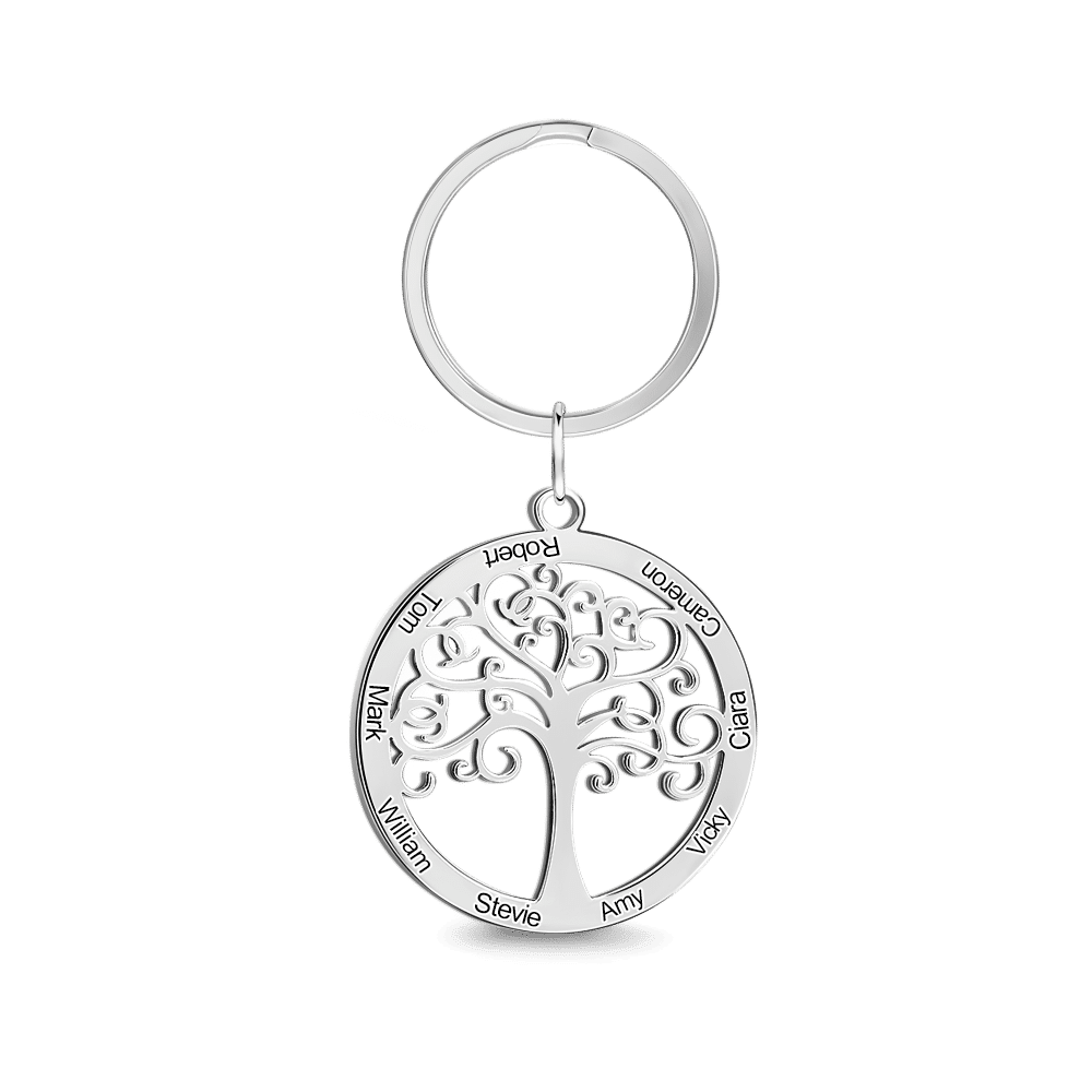 Engraved Circle Family Tree Key Chain - soufeelus