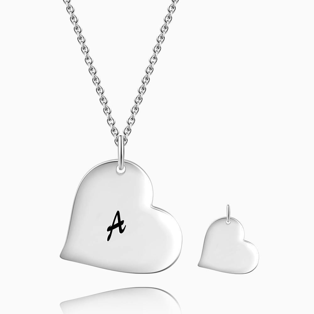 Initial Heart Necklace with Engraving - soufeelus