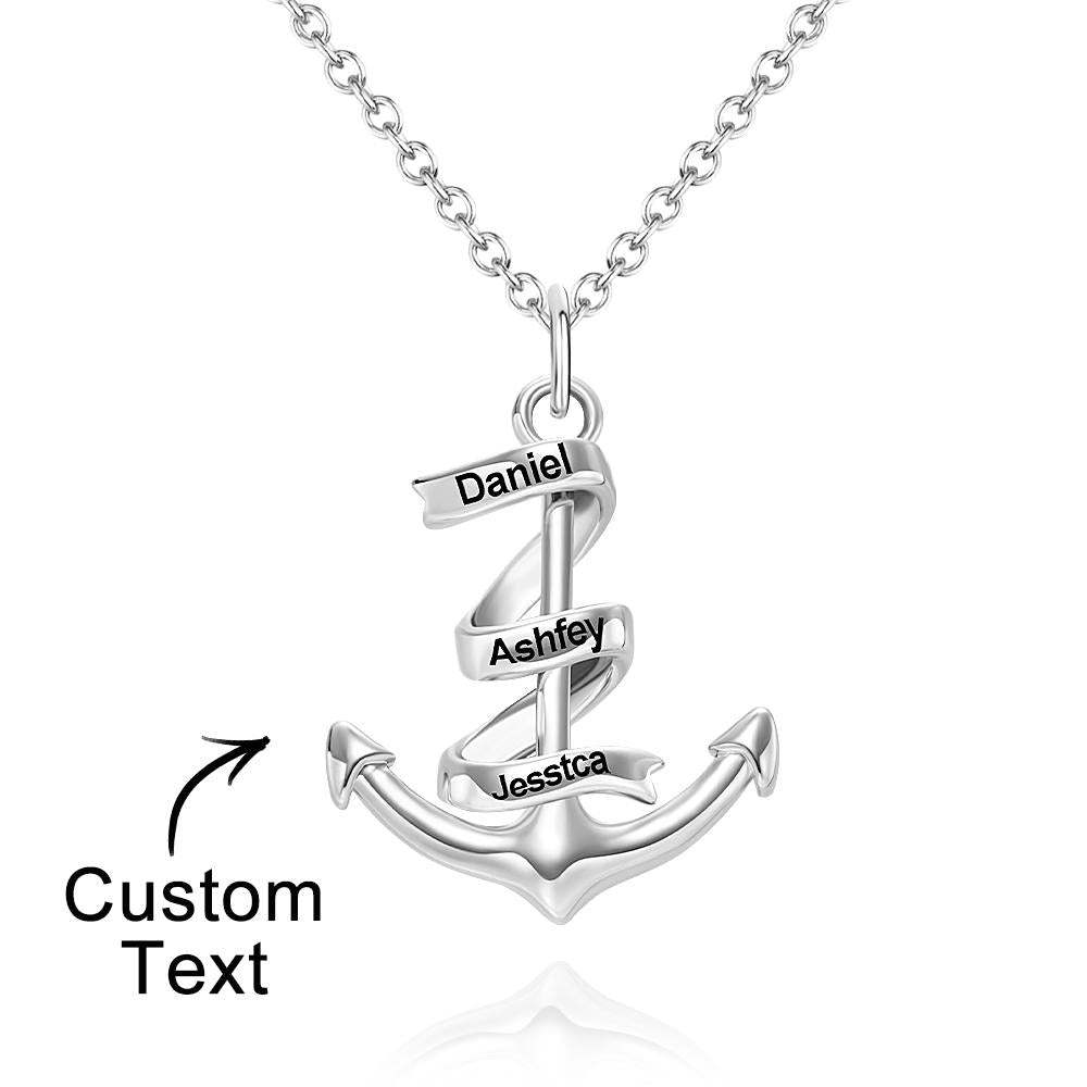 Custom Engraved Necklace Anchor Pendant Necklace Creative Gift - soufeelus
