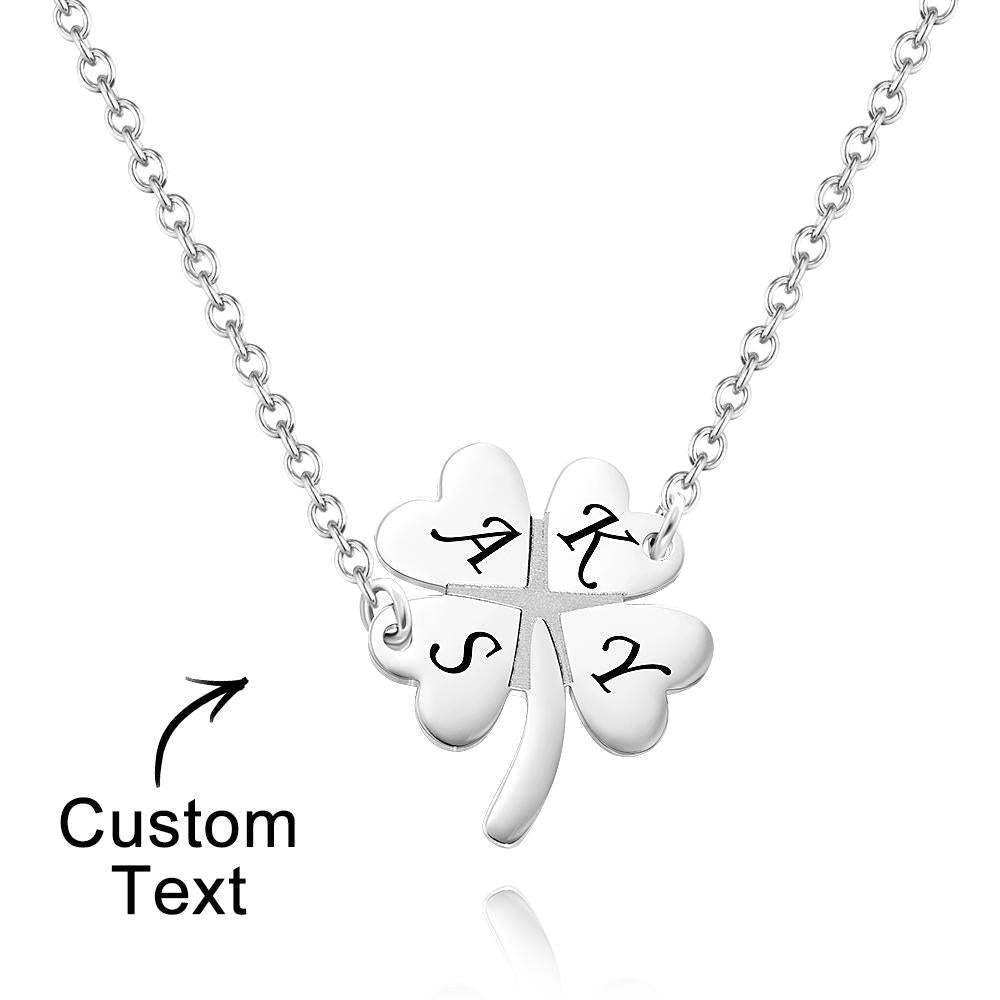 Custom Engraved Necklace Loving Lucky Leaf Necklace Gift for Women - soufeelus