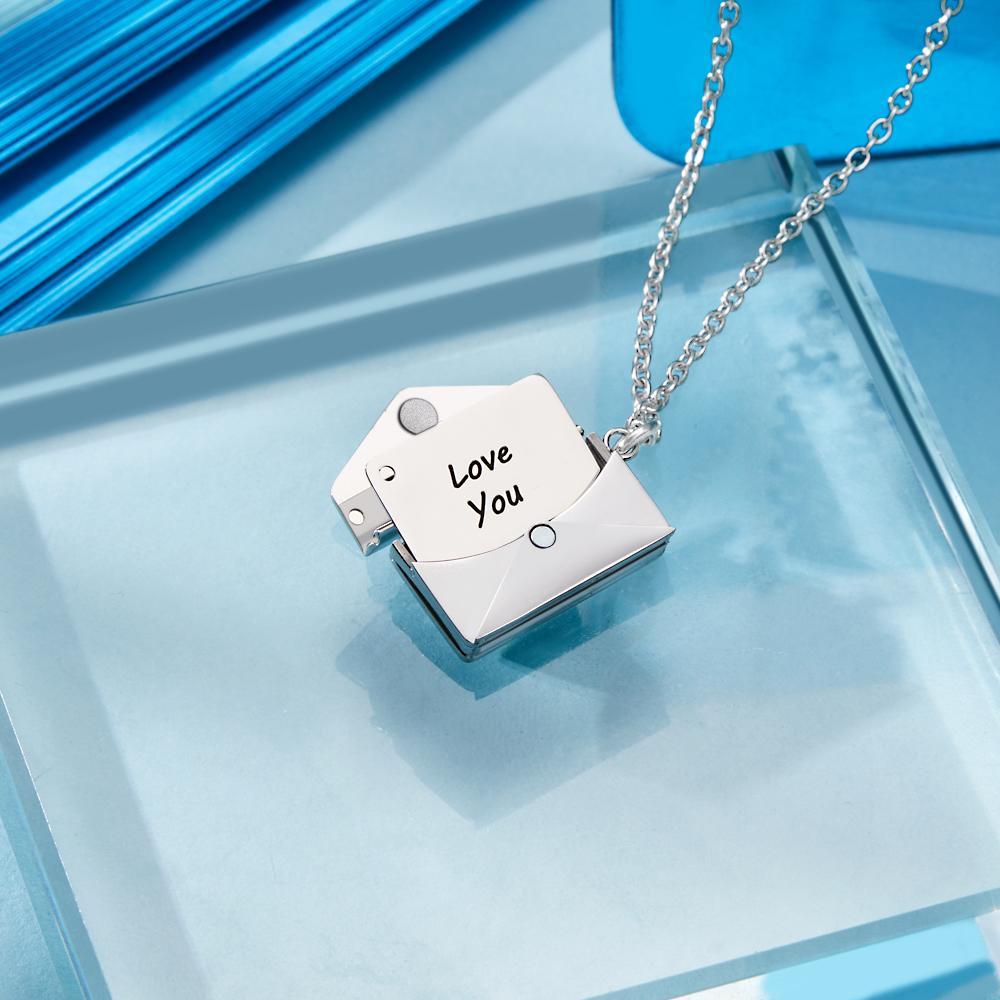 Engraved Envelope Heart Letter Necklace Collarbone Necklace Name Pendant - soufeelus