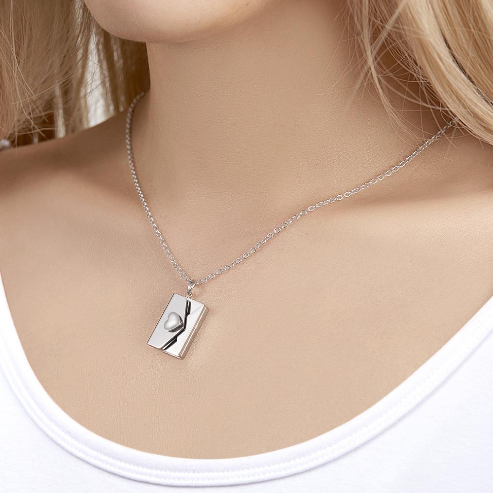 Engraved Envelope Heart Letter Necklace Collarbone Necklace Name Pendant - soufeelus