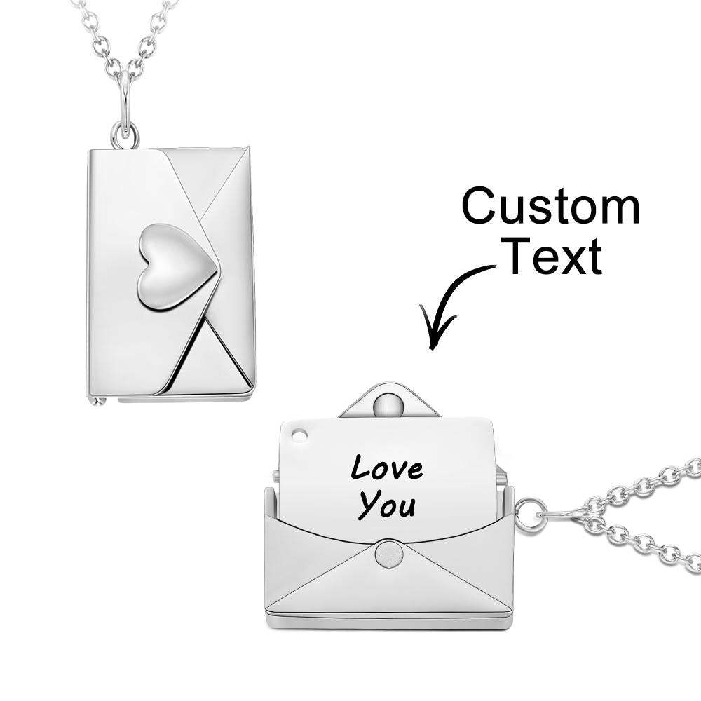 Engraved Envelope Heart Letter Necklace Collarbone Necklace Name Pendant - soufeelus