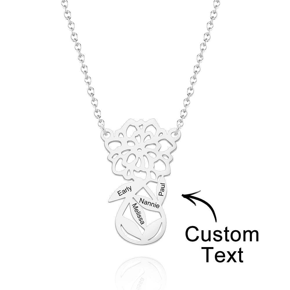 Custom Engraved Necklace Hollow Out Flower Exquisite Gifts - soufeelus