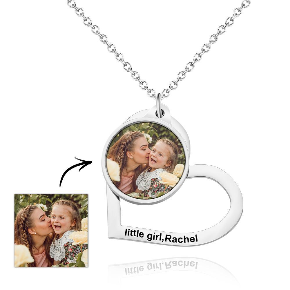 Custom Photo Engraved Necklace Heart-shaped Creative Gifts - soufeelus