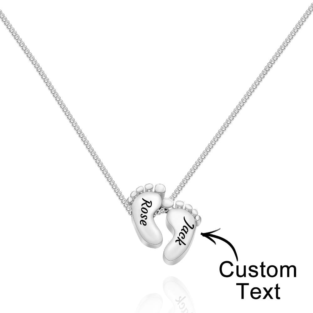Custom Engraved Necklace Footprint Commemorate Gifts - soufeelus